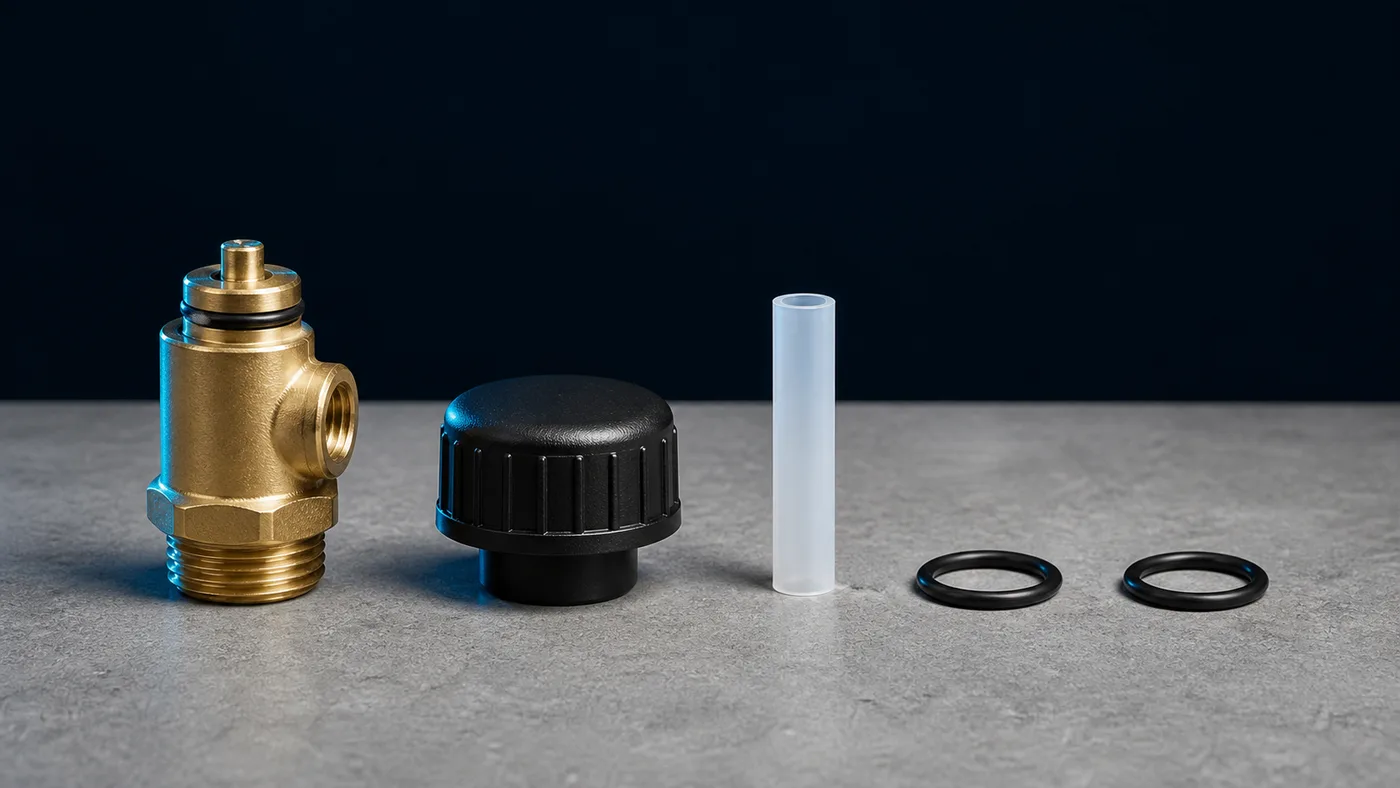 Air relief valve assembly disassembled