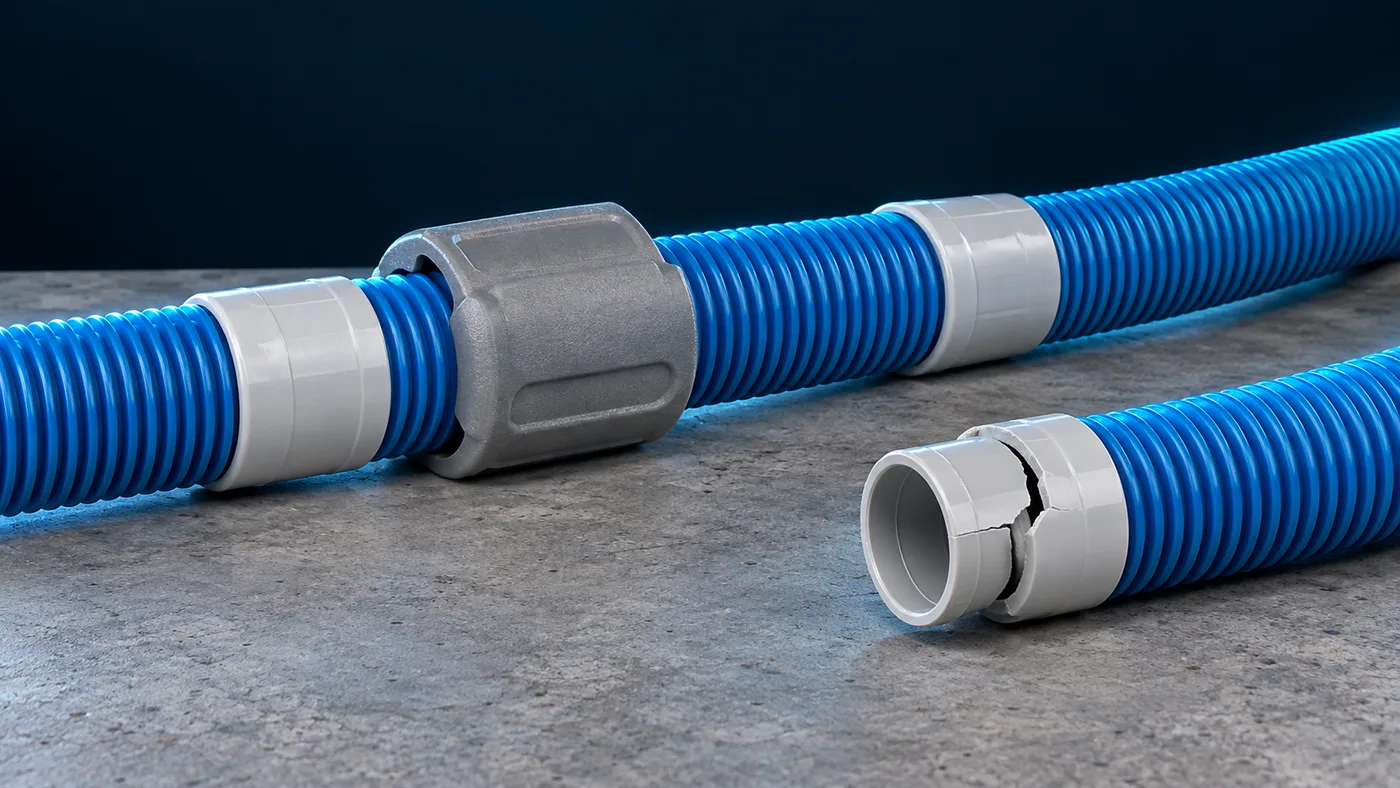 Cleaner hose sections with a clip-on hose weight and a worn swivel