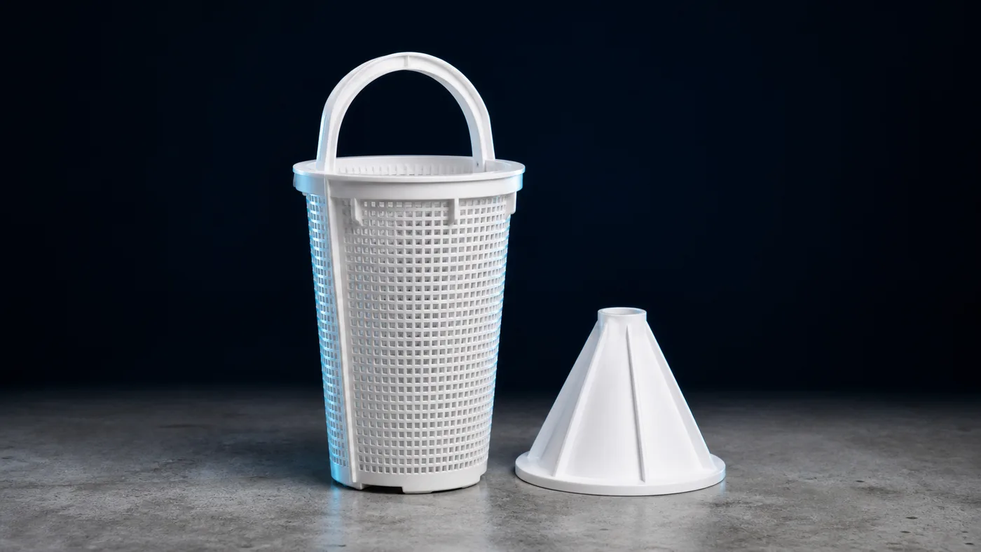 Pump strainer basket and diffuser