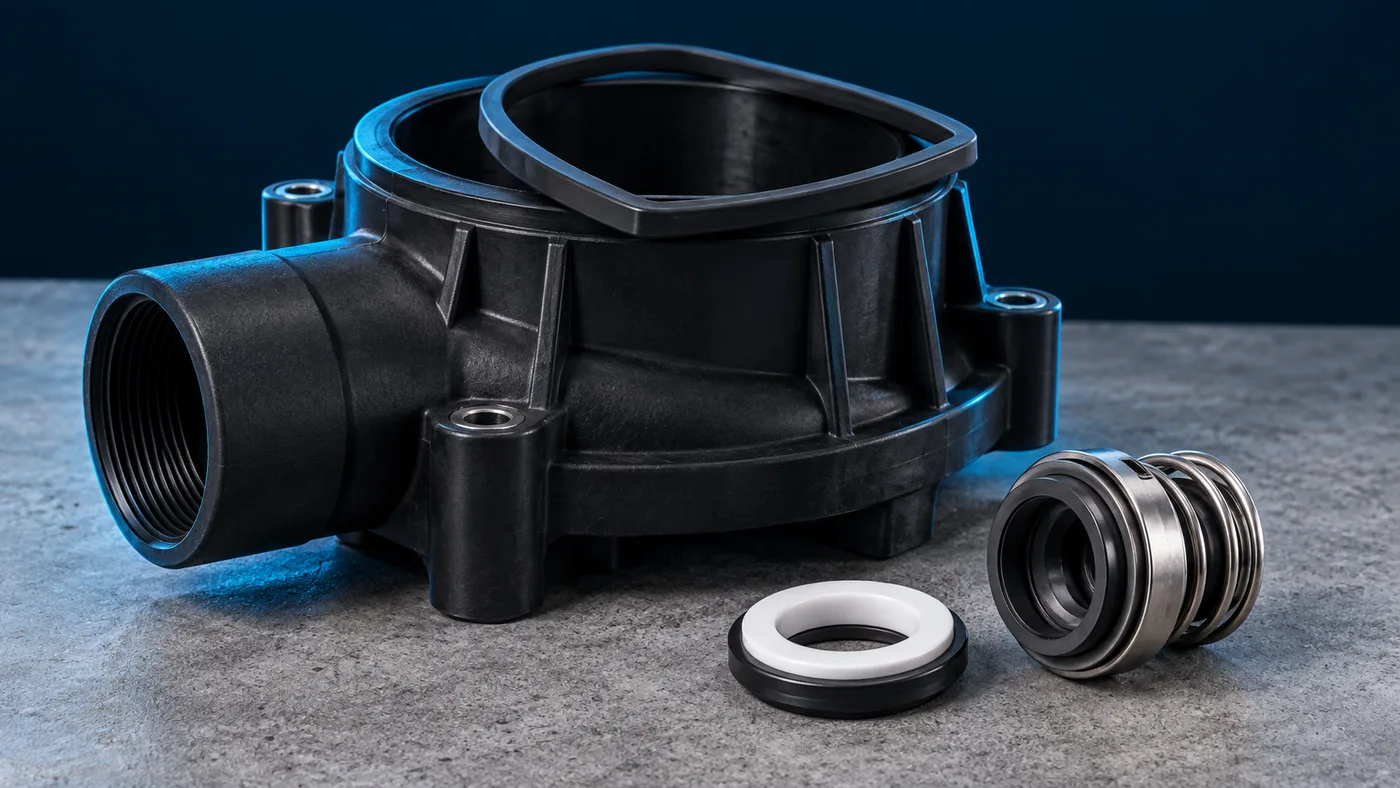 A square-section ring gasket and a shaft seal set laid on a seal housing
