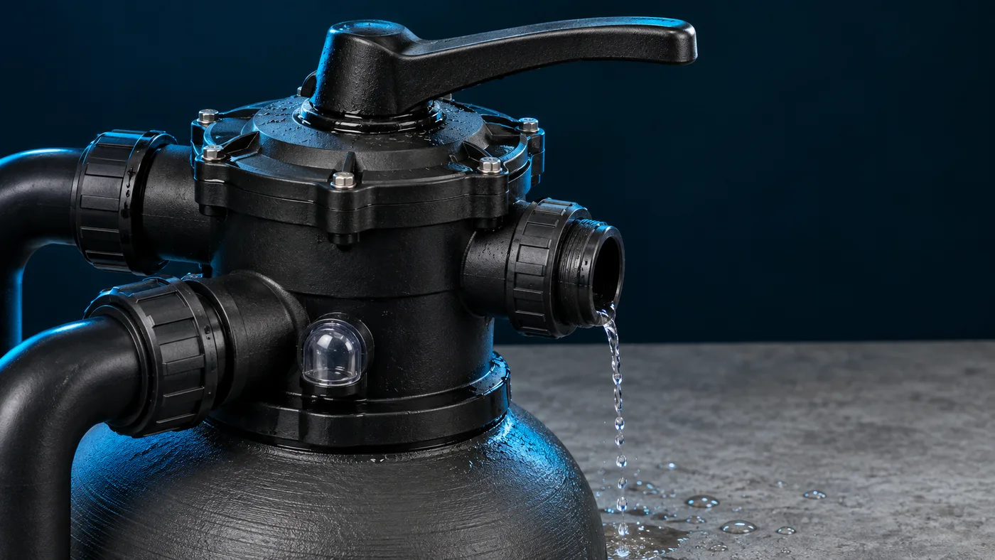 Water weeping from the waste port and handle stem of a multiport valve