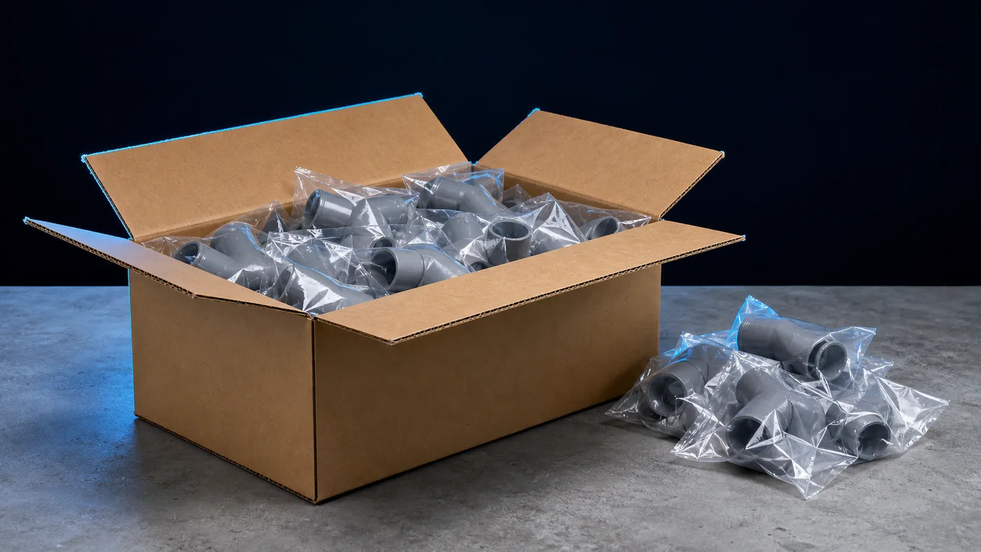 Bulk fittings in wholesale packaging