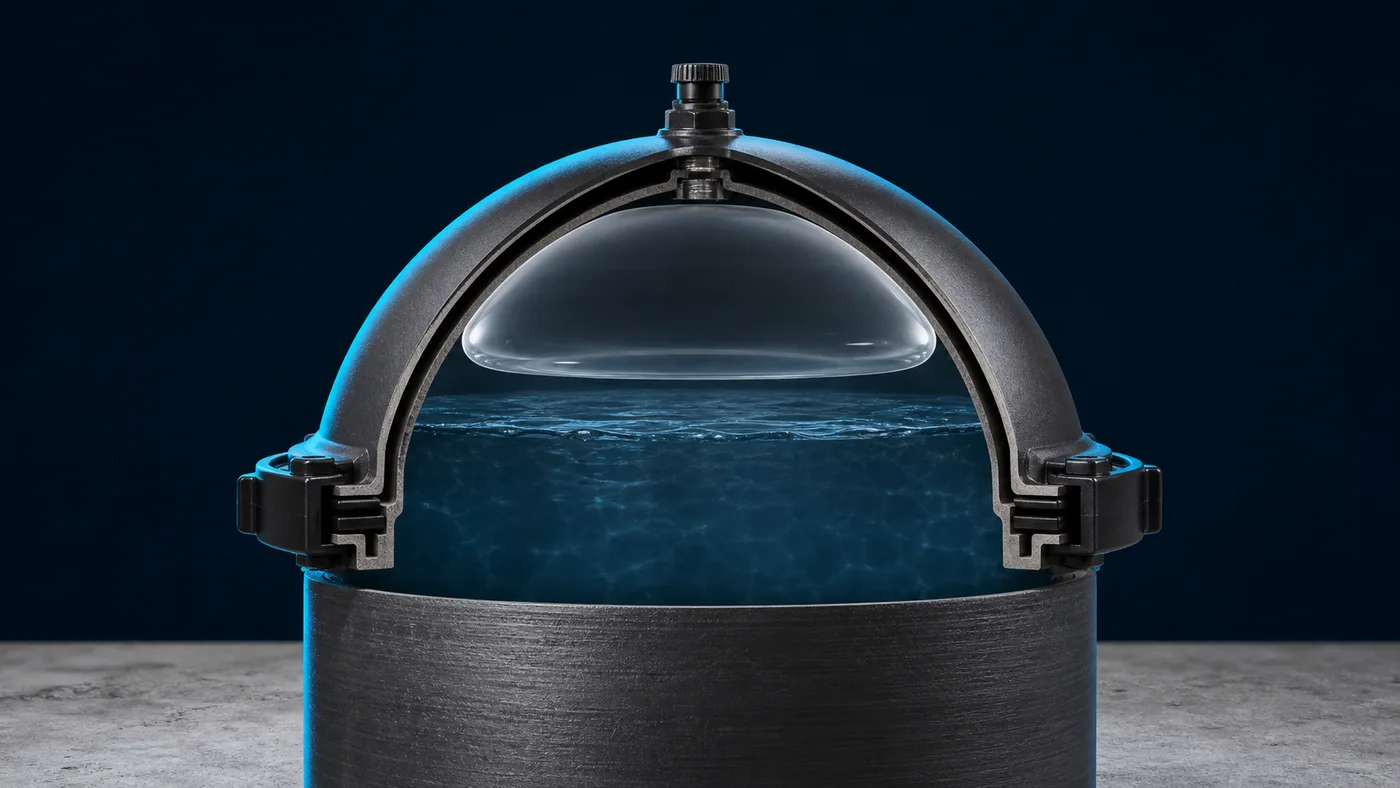 Air trapped at the top of a filter tank
