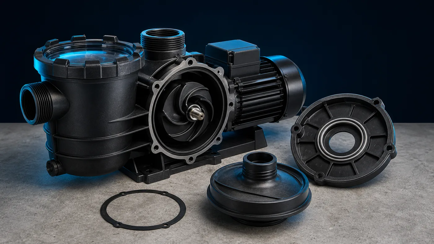 Pump partly disassembled for inspection