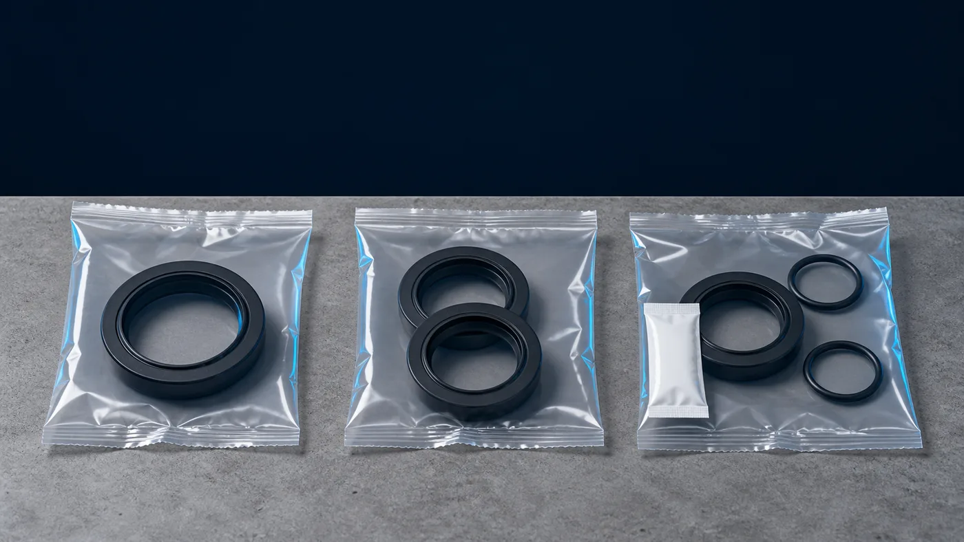 The same part packed three ways: single, pair and repair kit