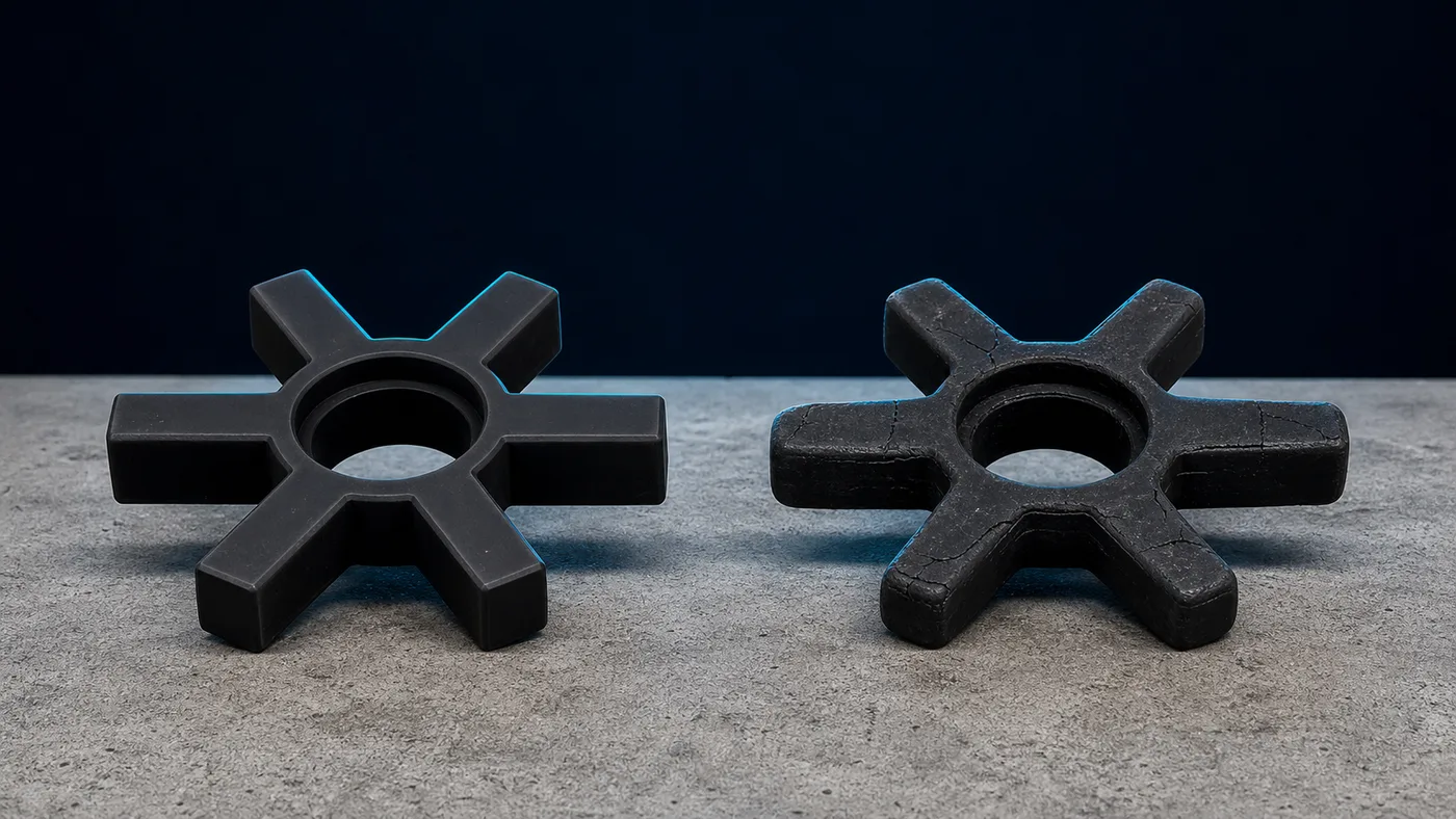Worn spider gasket next to a new one